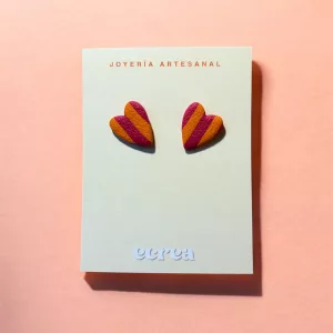 Corazón a rayas naranja