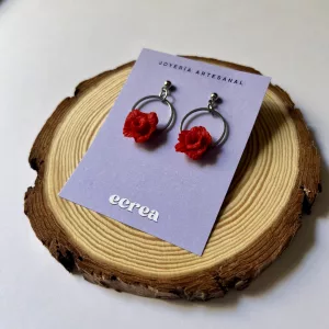 Rosa con aro plateado pequeño