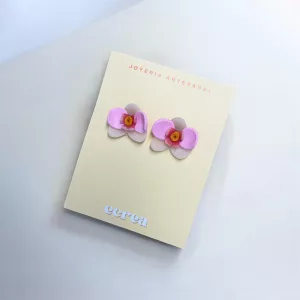 Pendientes orquídea rosa + rosa palo